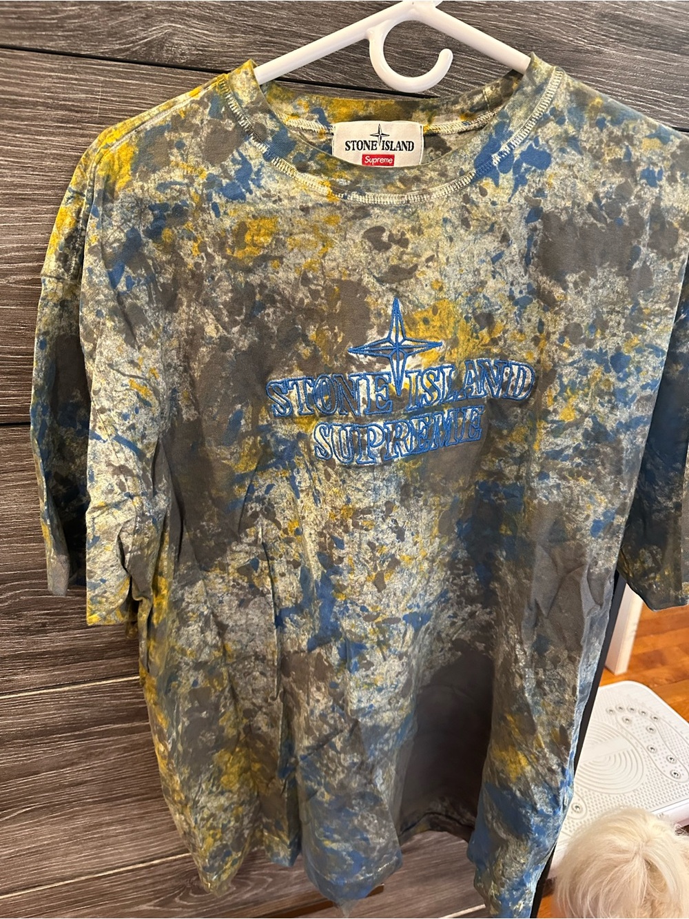 Stone Island Tie-Dye Tee in Blue, Yellow, Gray